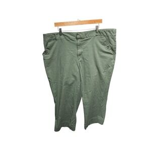 Zac & Rachel Green Pants Woman's Size 22W Stretch High Rise Cropped Chinos